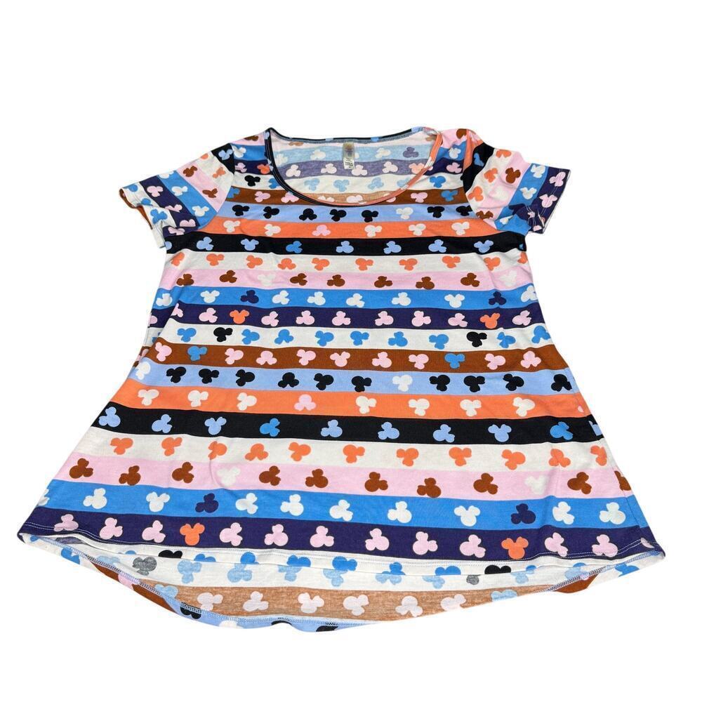 LuLaRoe Women's sz Medium Mickey Mouse Short Sleeve T-shirt Top Multi-color